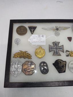 Display case of German pins