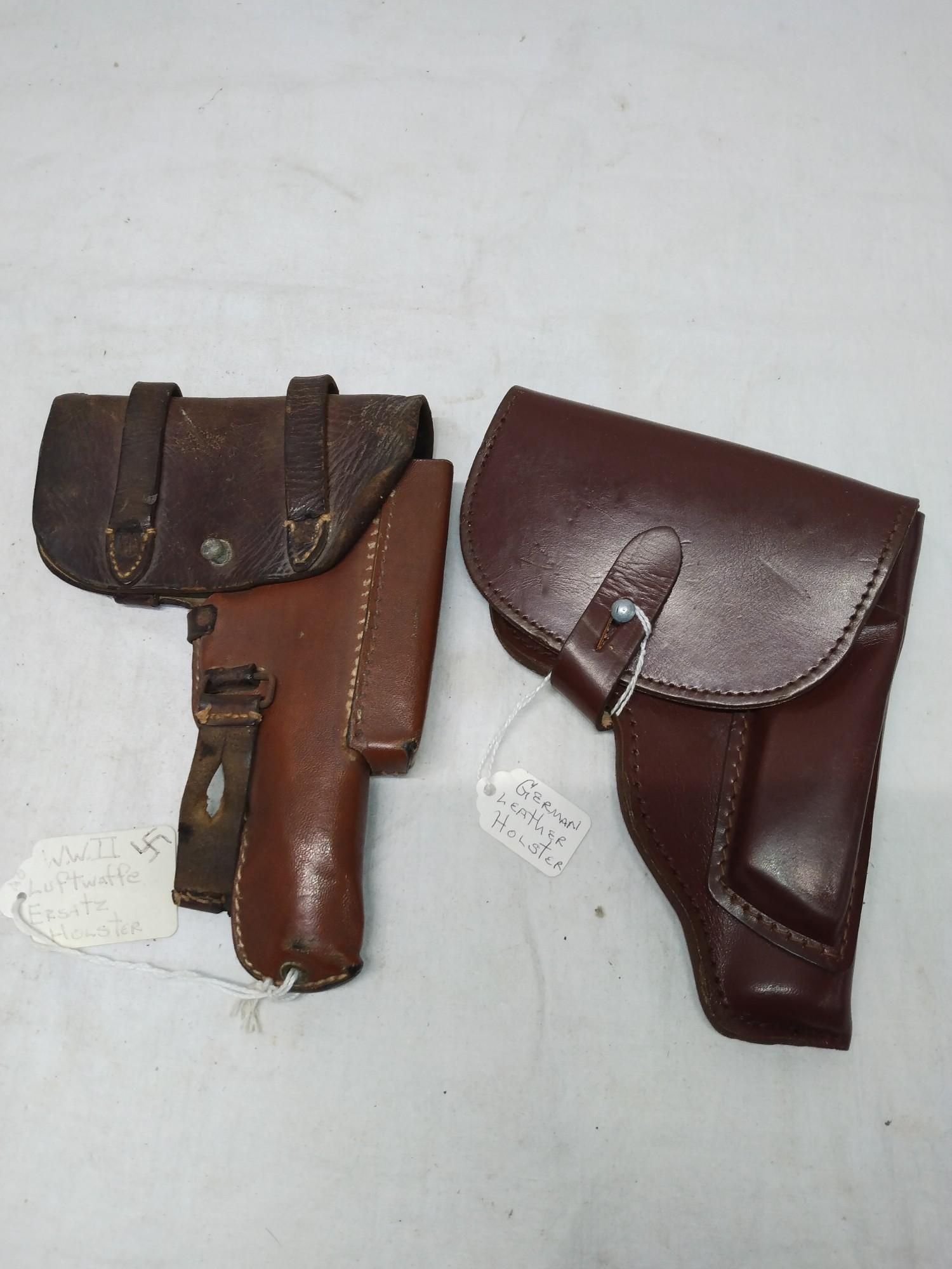 2 brown leather German holsters