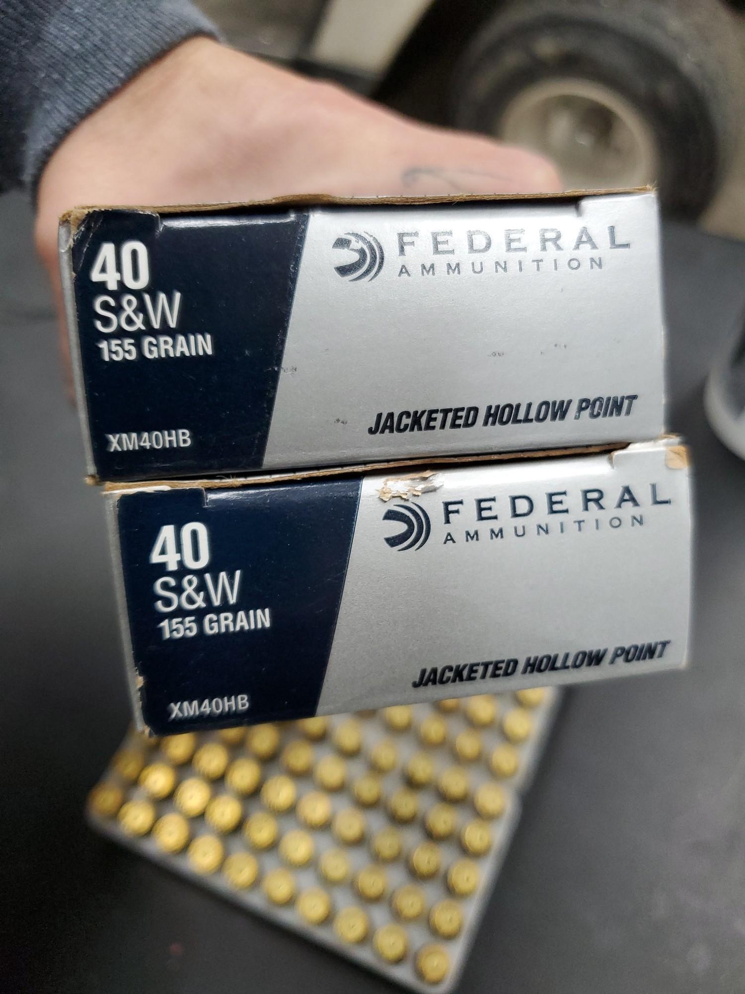 2- 50 Rnd Boxes Federal 40 S&W 155 Gr JHP