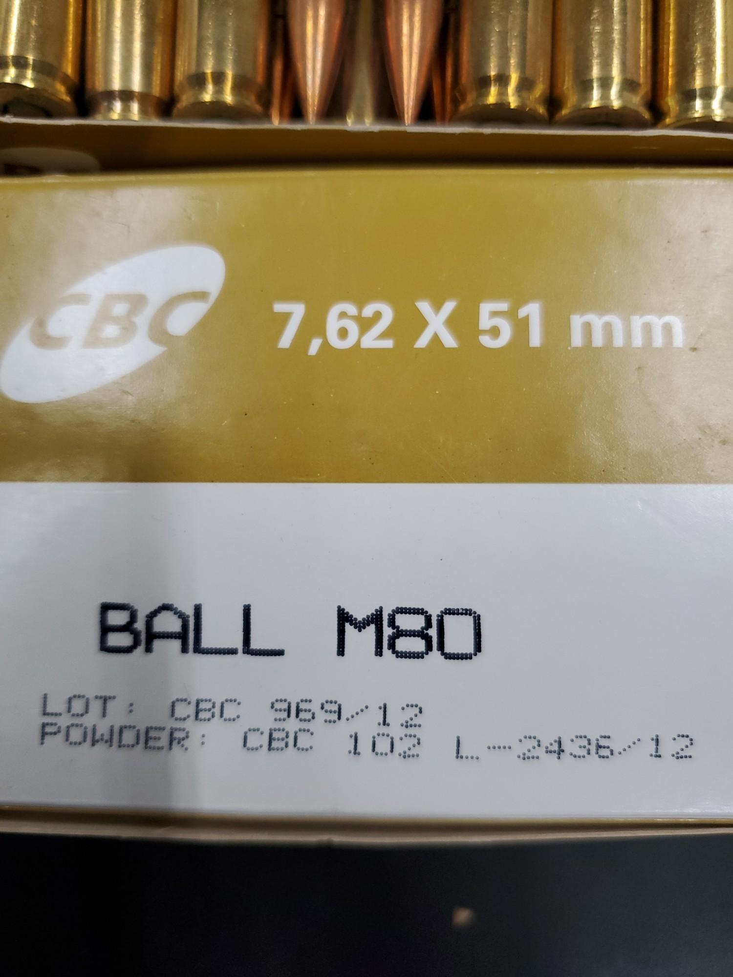 2- 50 Rnd Boxes CBC 7.62x51MM, Ball M80