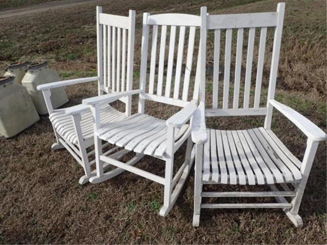 3 wooden white Rocking Chairs