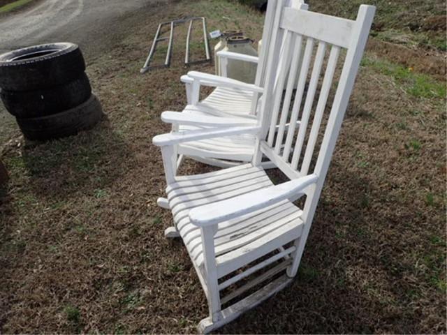 3 wooden white Rocking Chairs