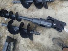 Mini-Excavator Hydraulic Auger w/ 8" & 12" Bit