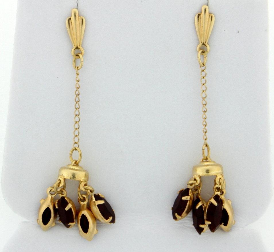 Dangle Style Garnet Earrings