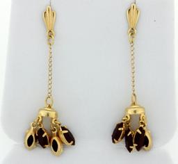 Dangle Style Garnet Earrings