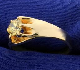 Men's Vintage 1ct Golden Beryl/helidor Ring In 14k Rose Gold