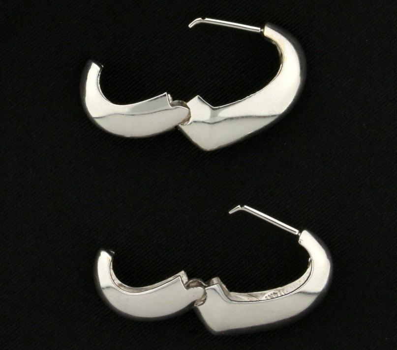 Italian Made White Gold Heart Hoop Earrings