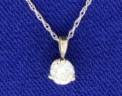 .3 Ct Solitaire Diamond Pendant With 14k White Gold Chain