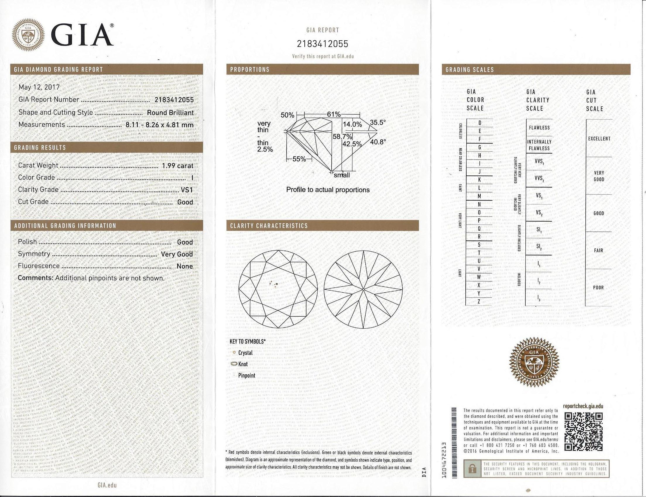 Gia Certified 2 Ct Solitaire Diamond Ring