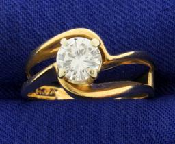 Diamond Solitaire .80 Ct Engagement Ring In 14k Yellow Gold