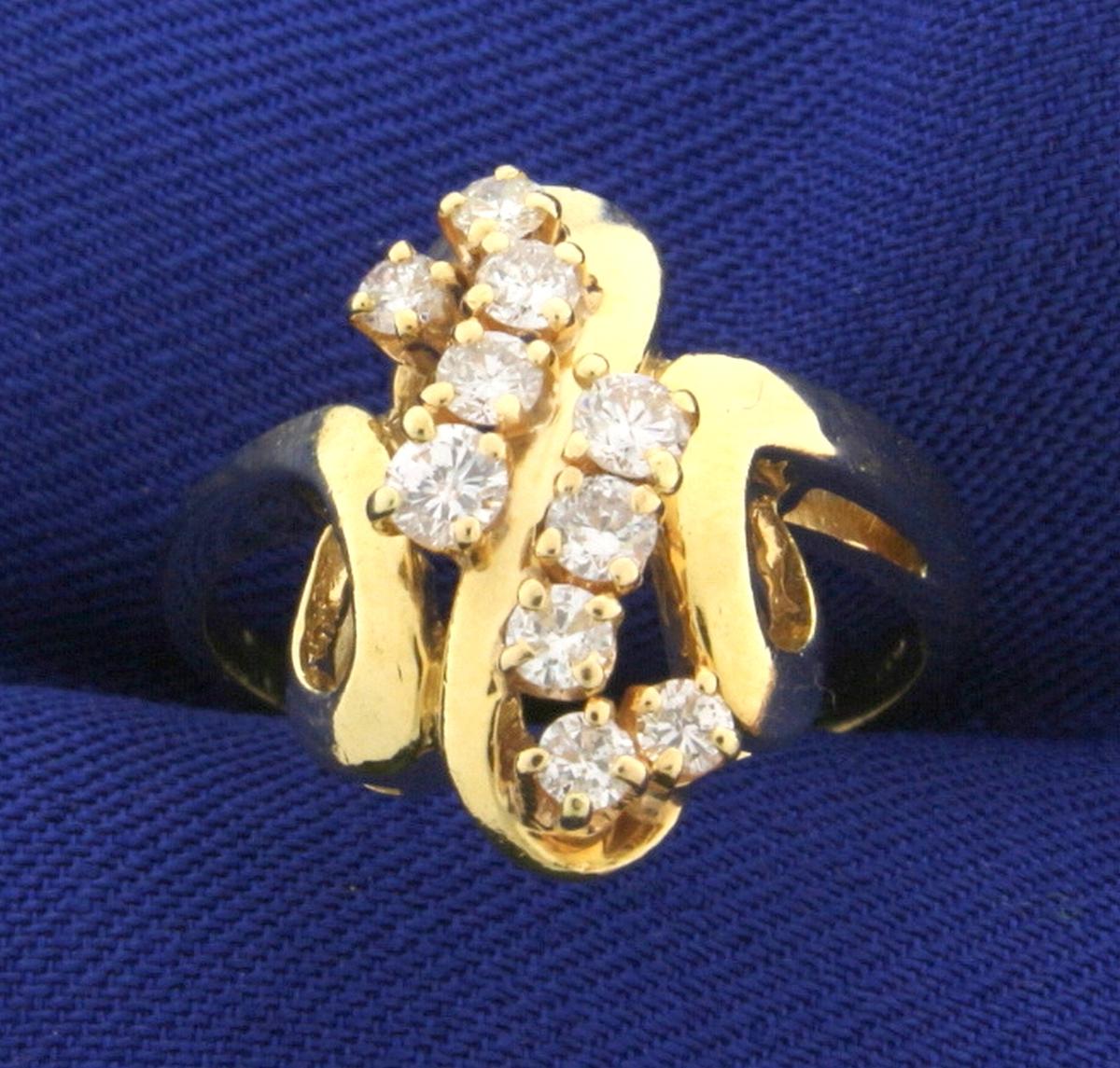 3/4 Ct Tw Abstract Style Diamond Ring In 14k Yellow Gold