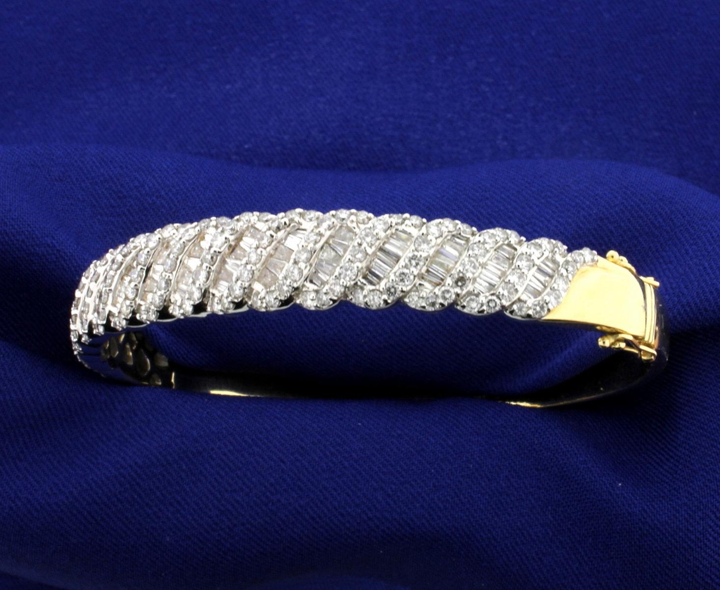 5 Carat Diamond Bangle Bracelet In 14k Gold