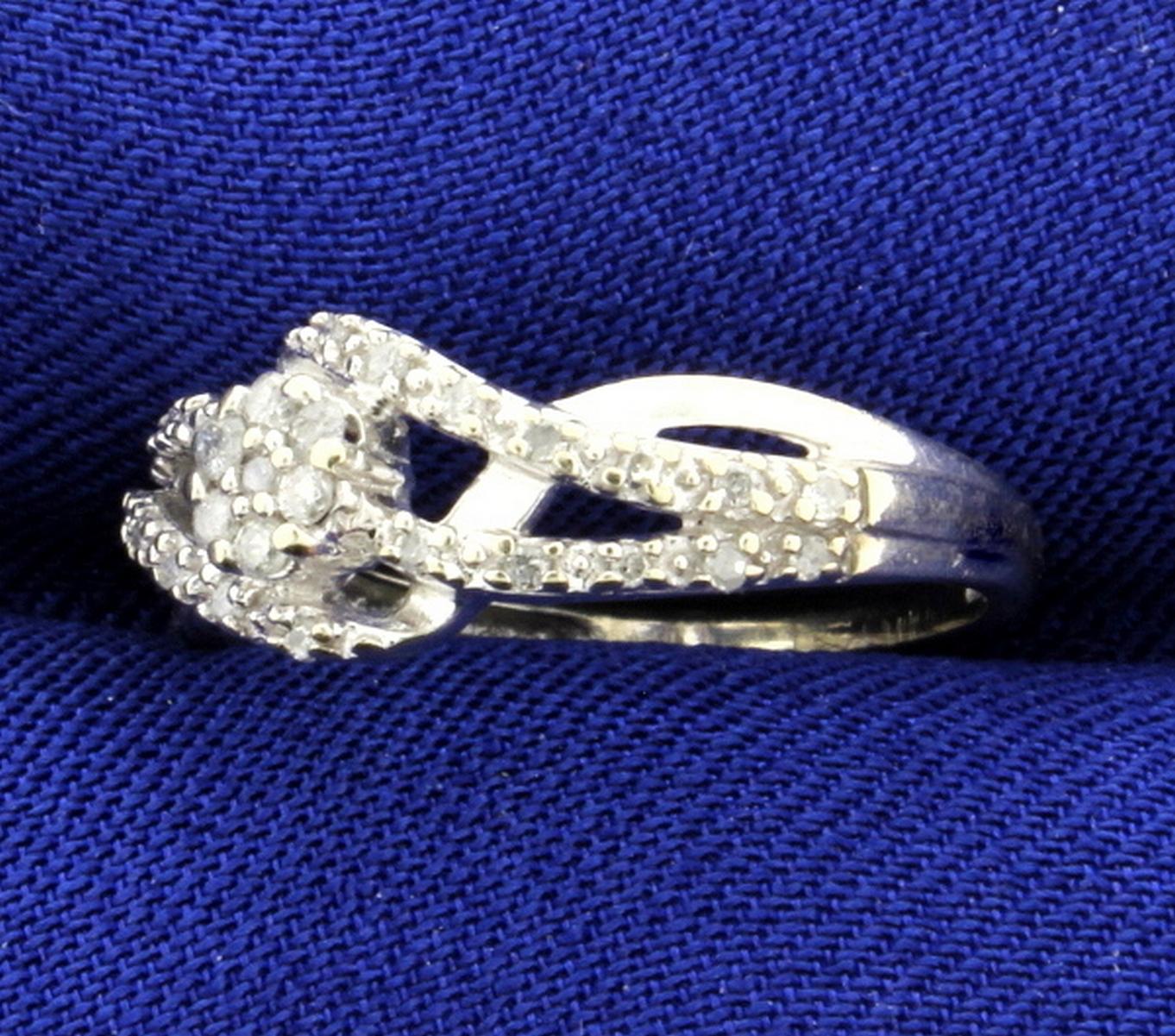 1/2 Ct Tw Micro Set Diamond Ring In 10k White Gold