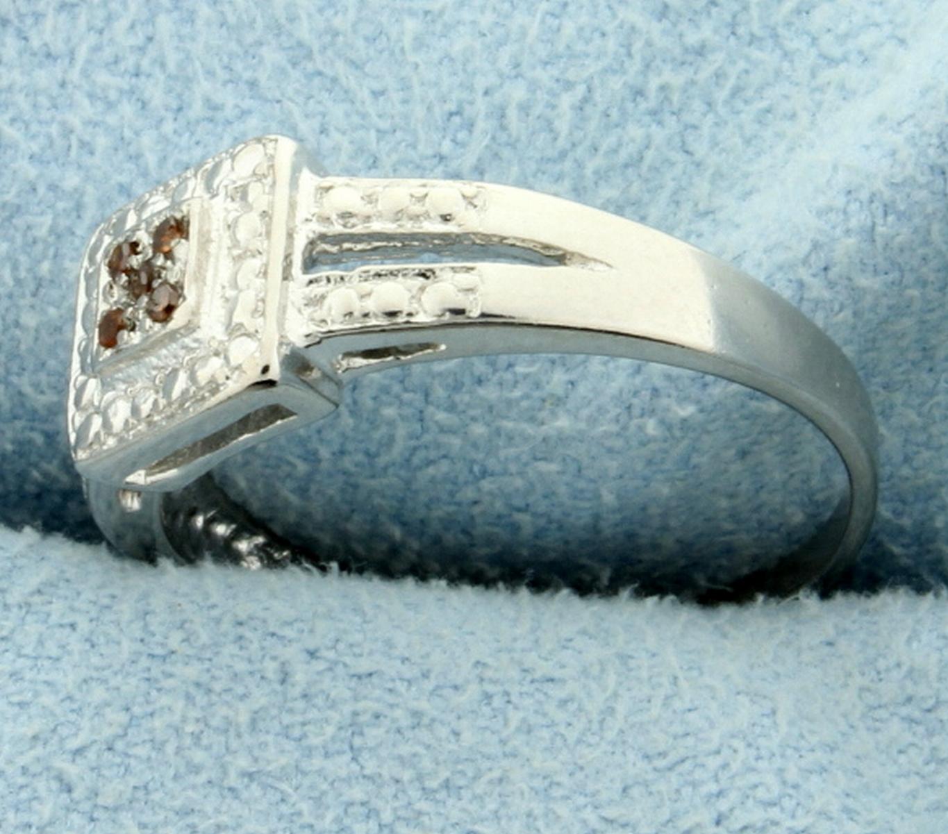 Red Diamond Ring In Split Shank