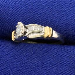 1/5 Ct Tw Diamond Engagement Ring In 10k White And Yellow Gold