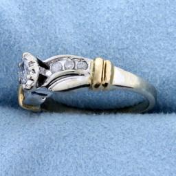 1/5 Ct Tw Diamond Engagement Ring In 10k White And Yellow Gold