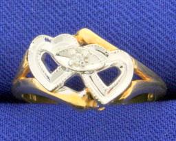 Diamond Double Heart Ring In 10k Yellow Gold