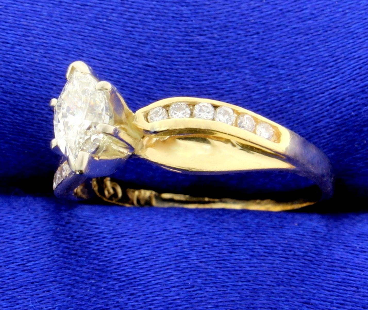 2/3 Ct Tw Marquise Diamond Engagement Ring In 14k Yellow Gold