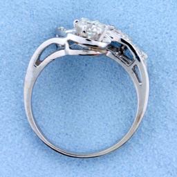 Antique 1/2 Ct Total Weight Old European Cut Diamond Ring In 14k White Gold