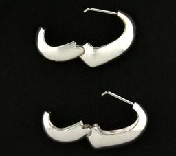 Italian Made 14k White Gold Heart Hoop Earrings