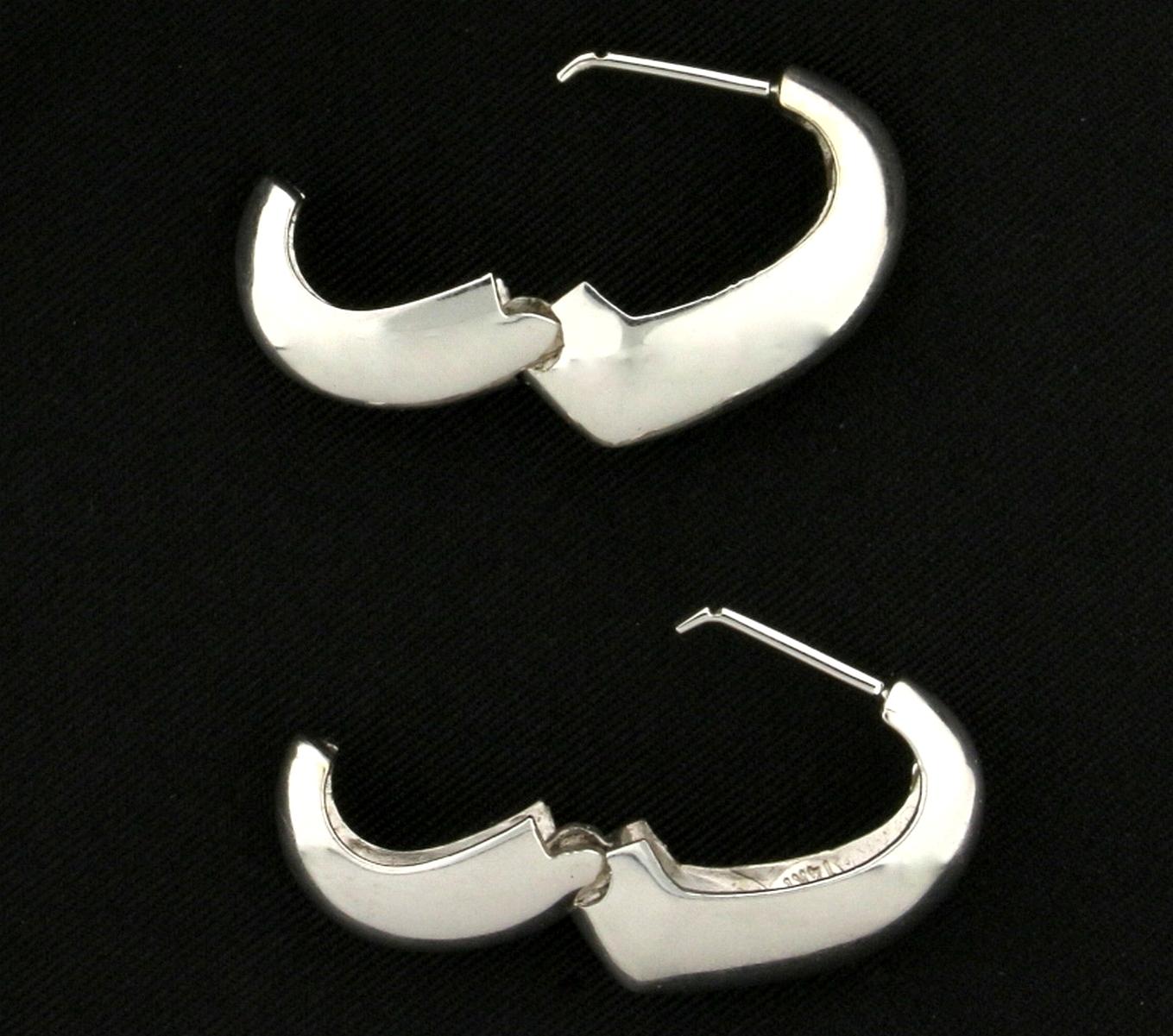 Italian Made 14k White Gold Heart Hoop Earrings