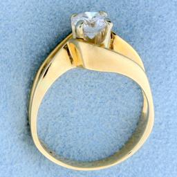 Diamond Solitaire .80 Ct Engagement Ring In 14k Yellow Gold