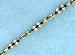 Diamond And Sapphire Bracelet In 18k Yellow Gold