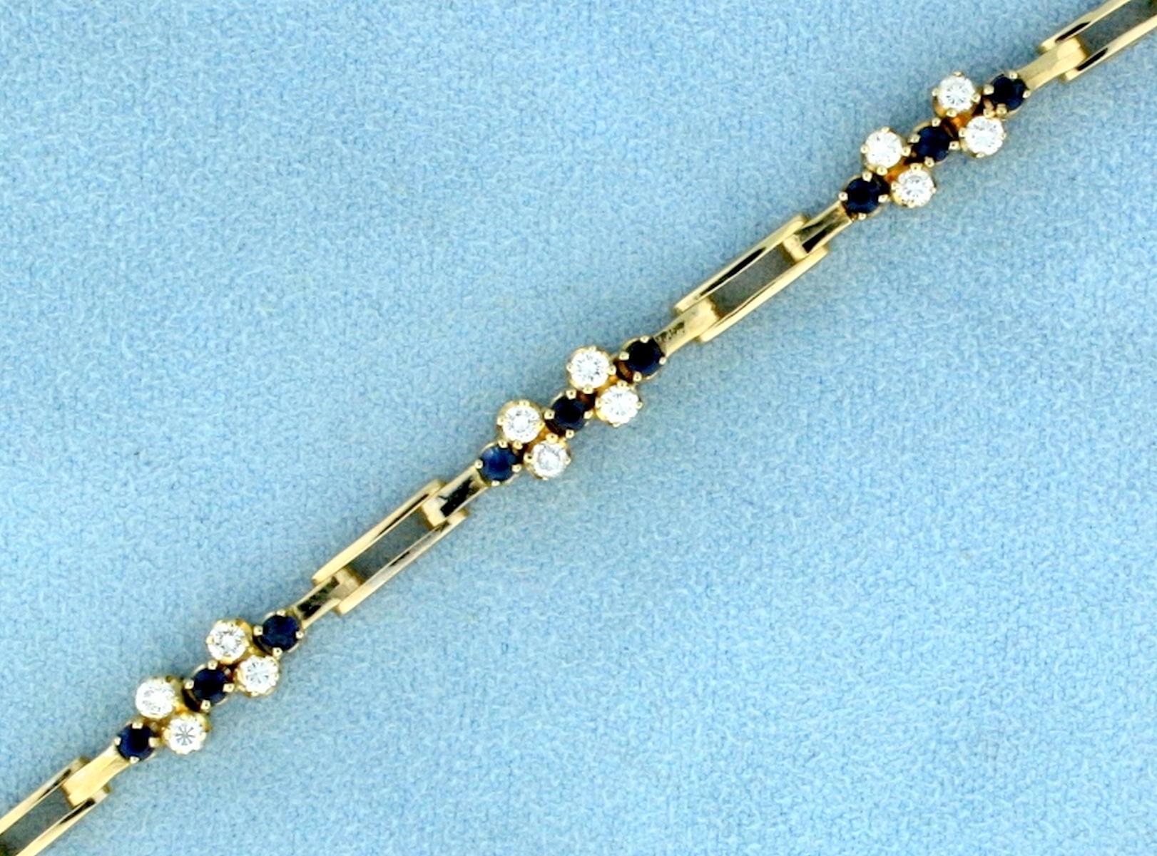 Diamond And Sapphire Bracelet In 18k Yellow Gold