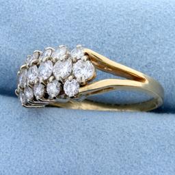 2.2 Ct Tw High Quality Cluster Diamond Ring In 14k Yellow Gold