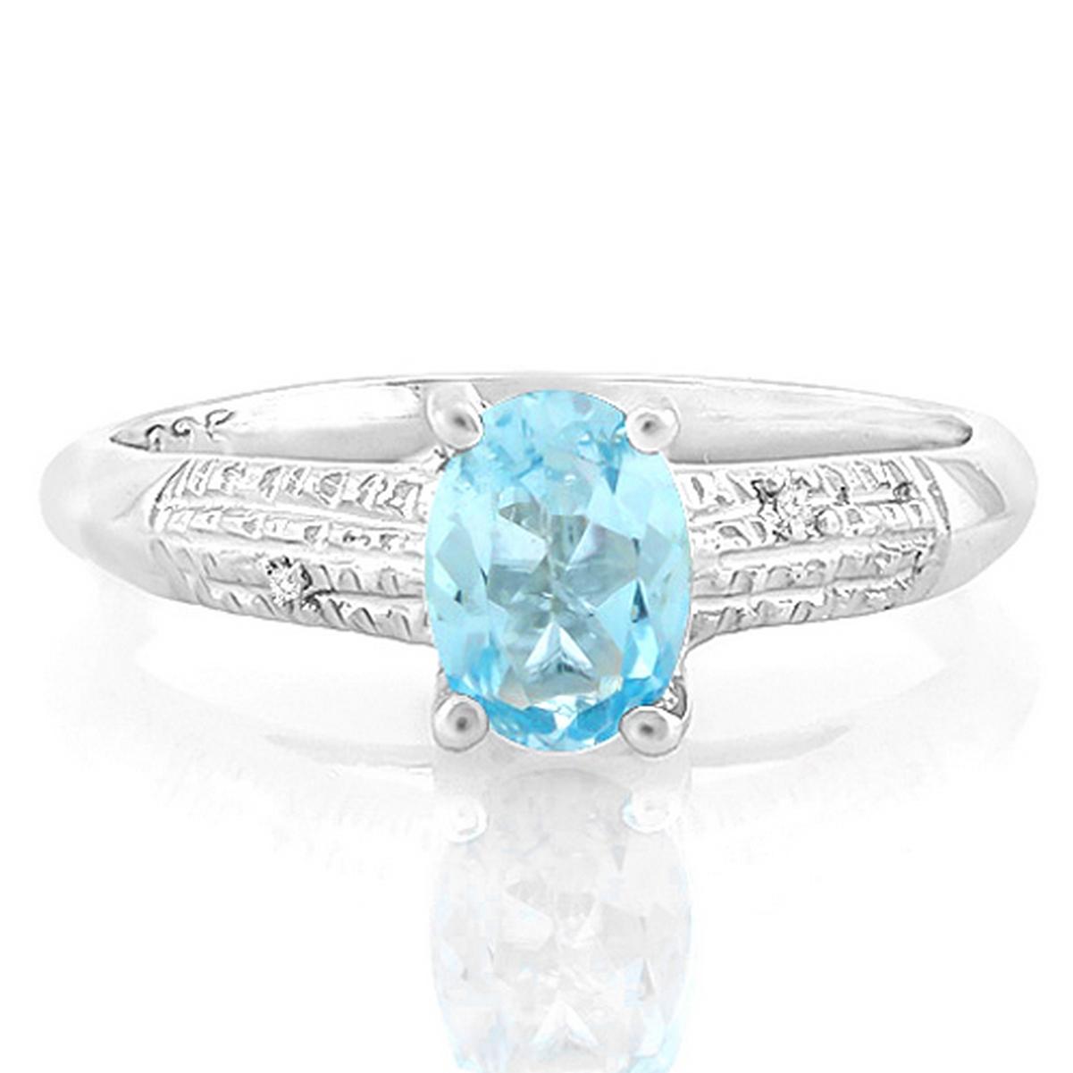1ct Sky Blue Topaz And Diamond Ring In Sterling Silver