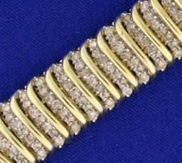 12ct Champagne Diamond Tennis Bracelet In 10k Yellow Gold