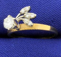 Vintage 1/2 Ct Diamond Ring In Unique Setting In 14k Gold