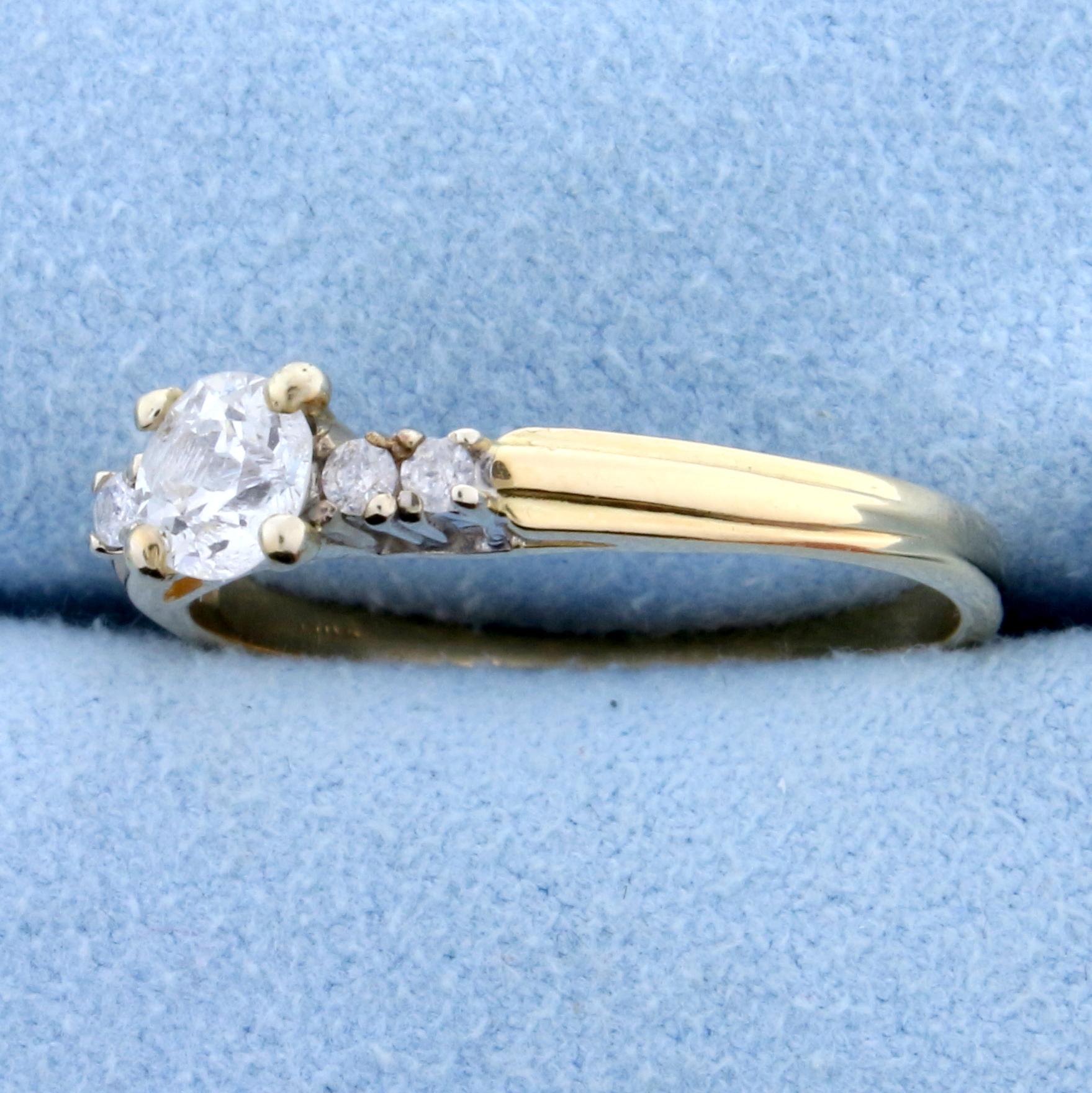 1/2ct Total Weight Diamond Engagement Ring In 14k Yellow Gold