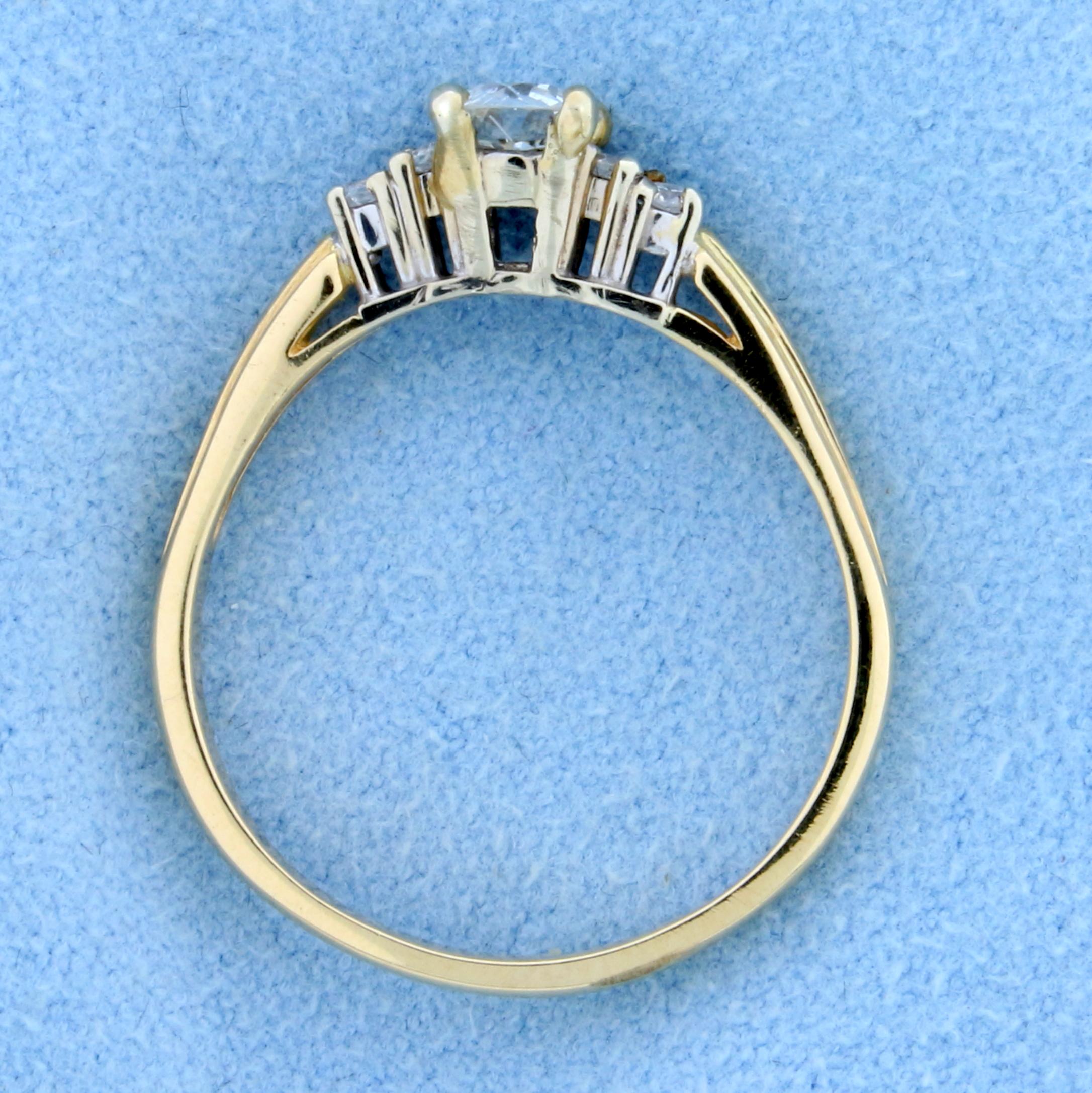 1/2ct Total Weight Diamond Engagement Ring In 14k Yellow Gold