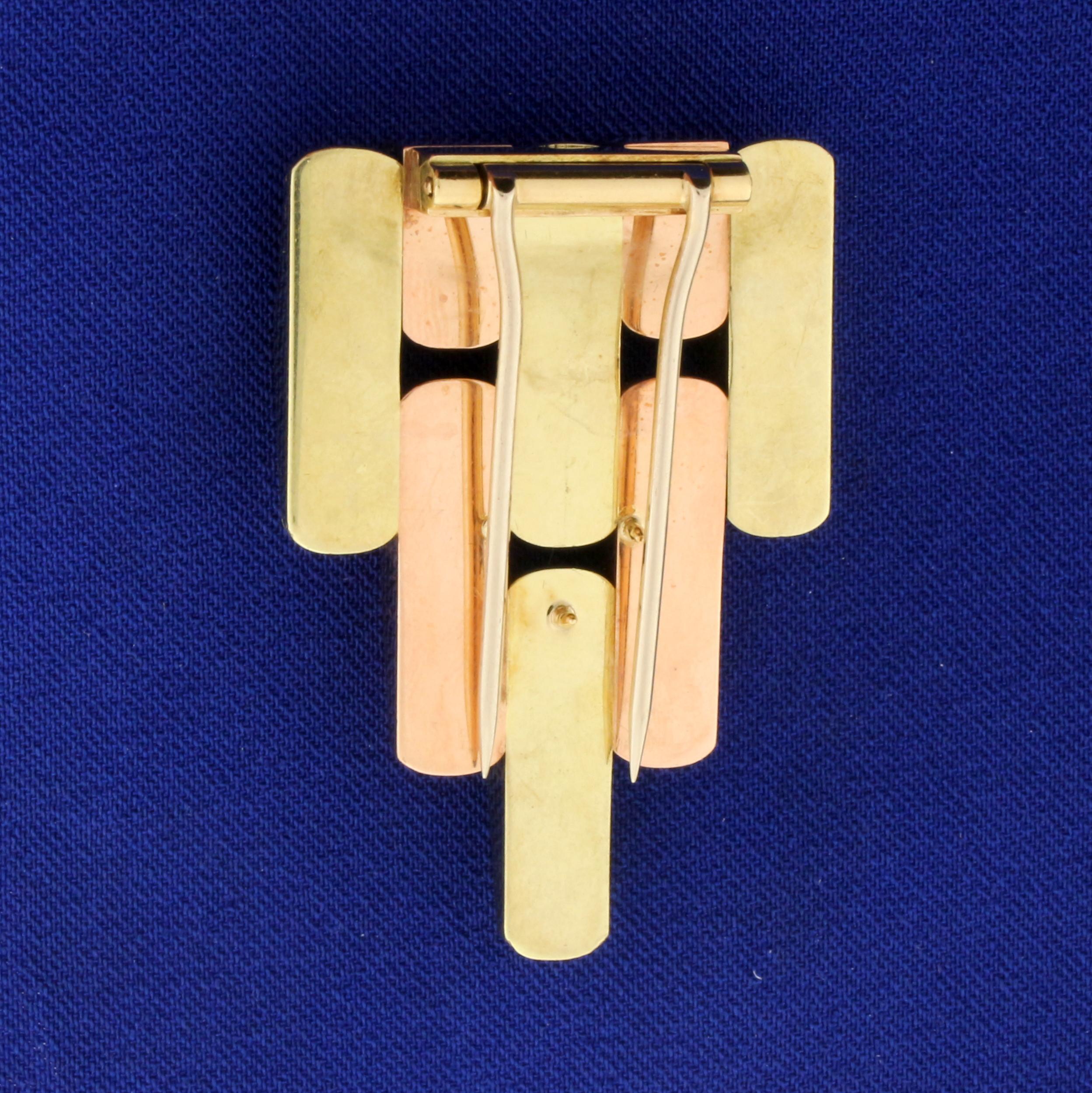 Statement Pin In 14k Rose, White, & Yellow Gold