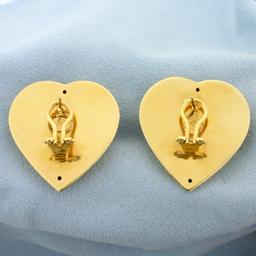 Italian Made Large Heart Earrings With French Backs In 14k Yellow Gold