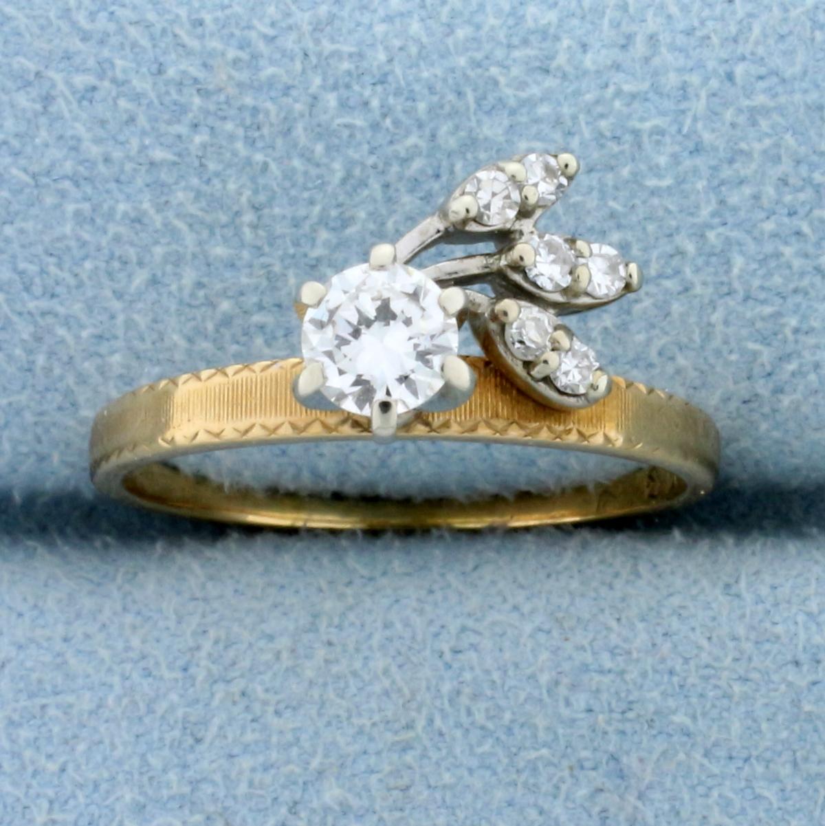 Vintage 1/2 Ct Diamond Ring In Unique Setting In 14k Gold