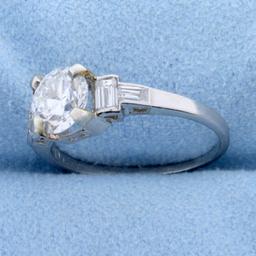 Vintage 1.4ct Tw Diamond Engagement Ring In Platinum