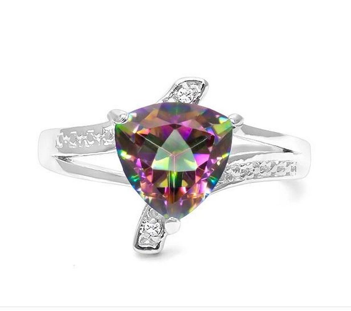 1.7ct Mystic Topaz & Diamond Ring In Sterling Silver