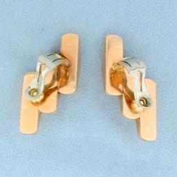 Vintage Art Deco Oversized Clip On Earrrings In 14k Rose Gold