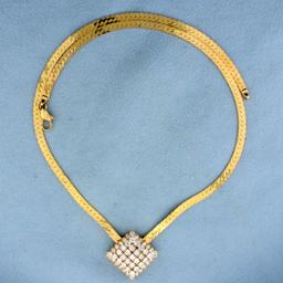 2ct Tw Diamond Herringbone Necklace In 14k Gold