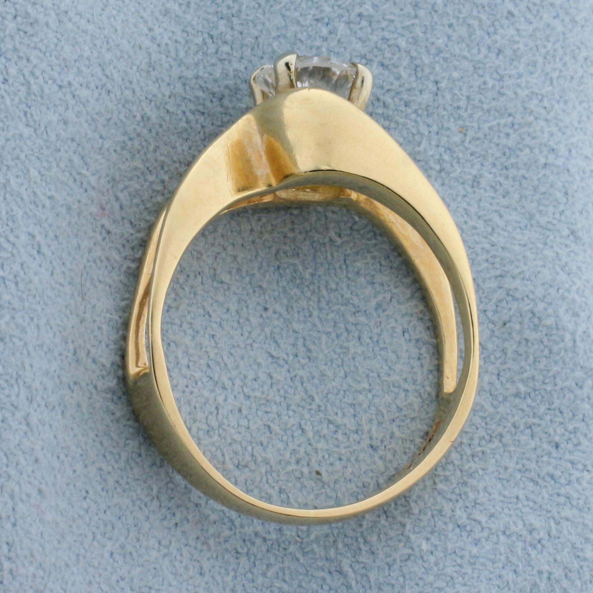 Unique Designer Diamond Solitaire .80 Ct Engagement Ring In 14k Yellow Gold