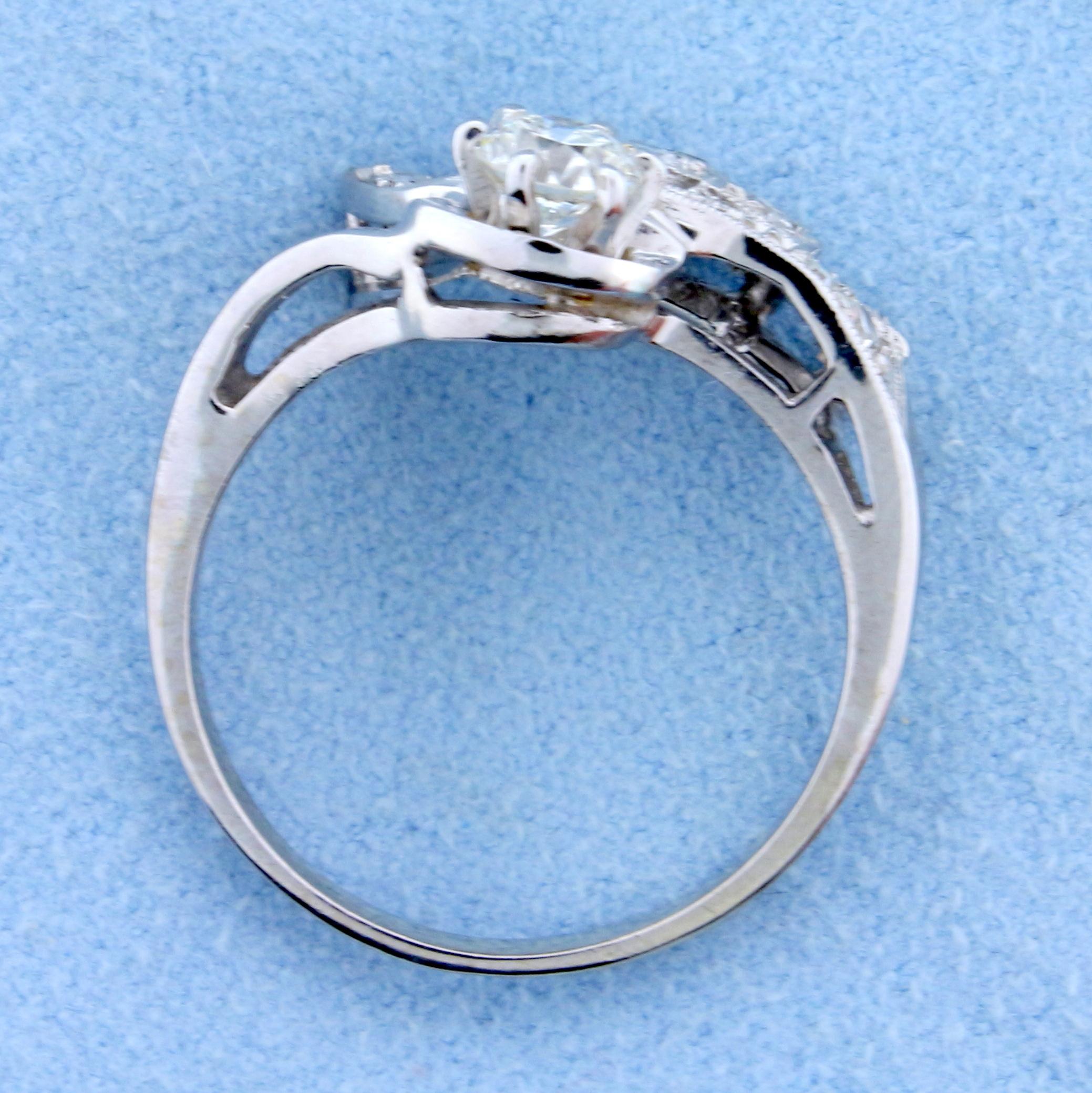 Antique 1/2 Ct Tw Old European Cut Diamond Ring In 14k White Gold