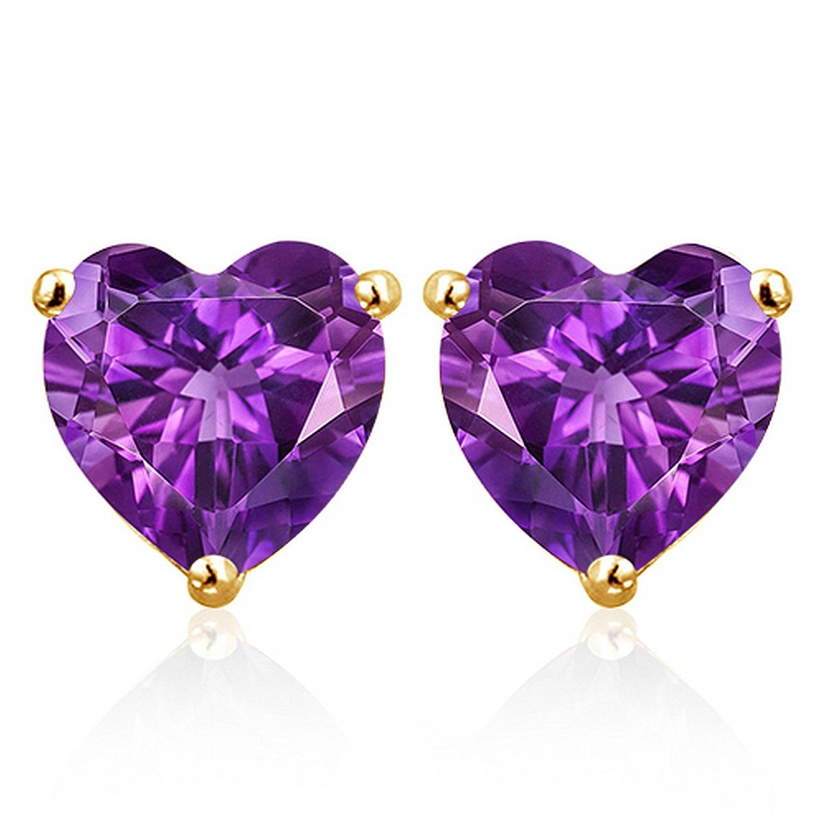 6mm Amethyst Heart Stud Earrings In 10k Yellow Gold