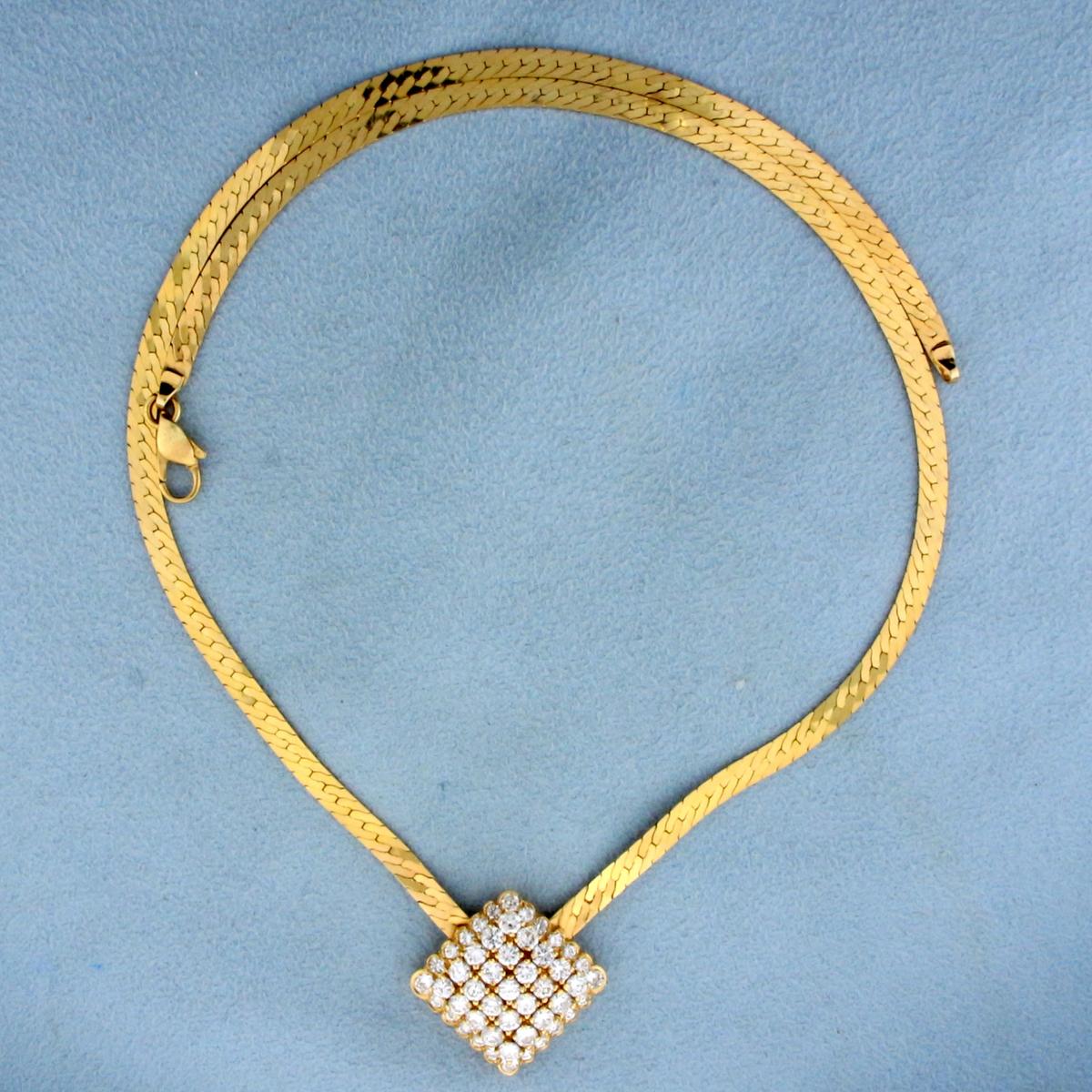 2ct Tw Diamond Herringbone Necklace In 14k Gold