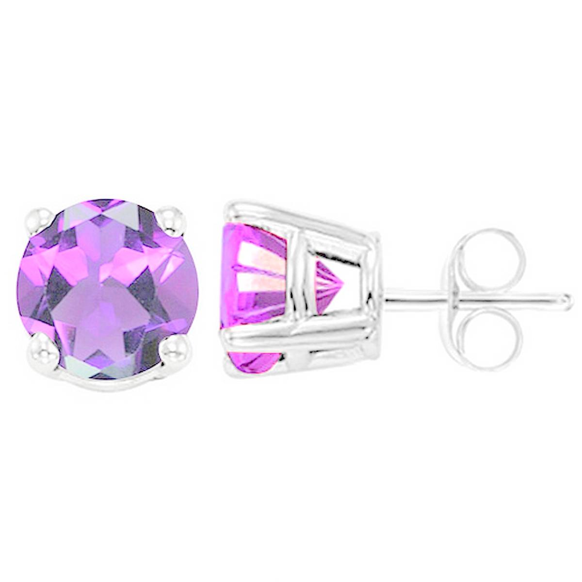 6mm Amethyst Stud Earrings In Sterling Silver