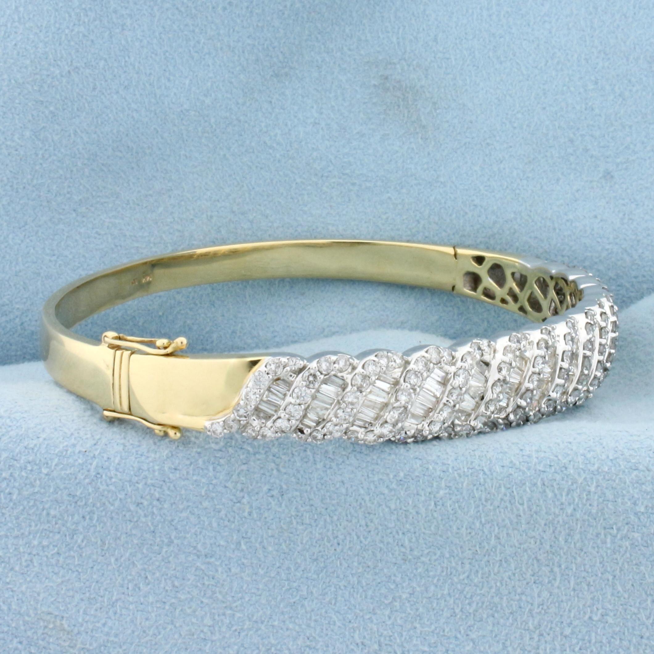 5 Carat Diamond Bangle Bracelet In 14k Gold