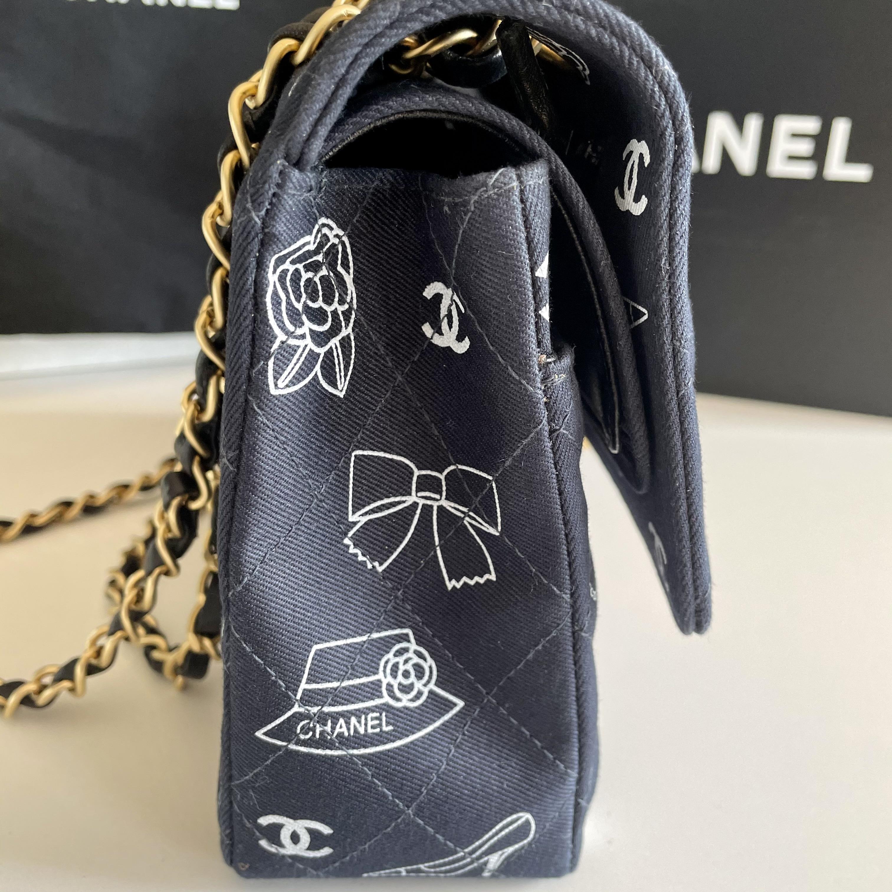 Genuine Chanel Icon Quilted Double Flap Bag Rare