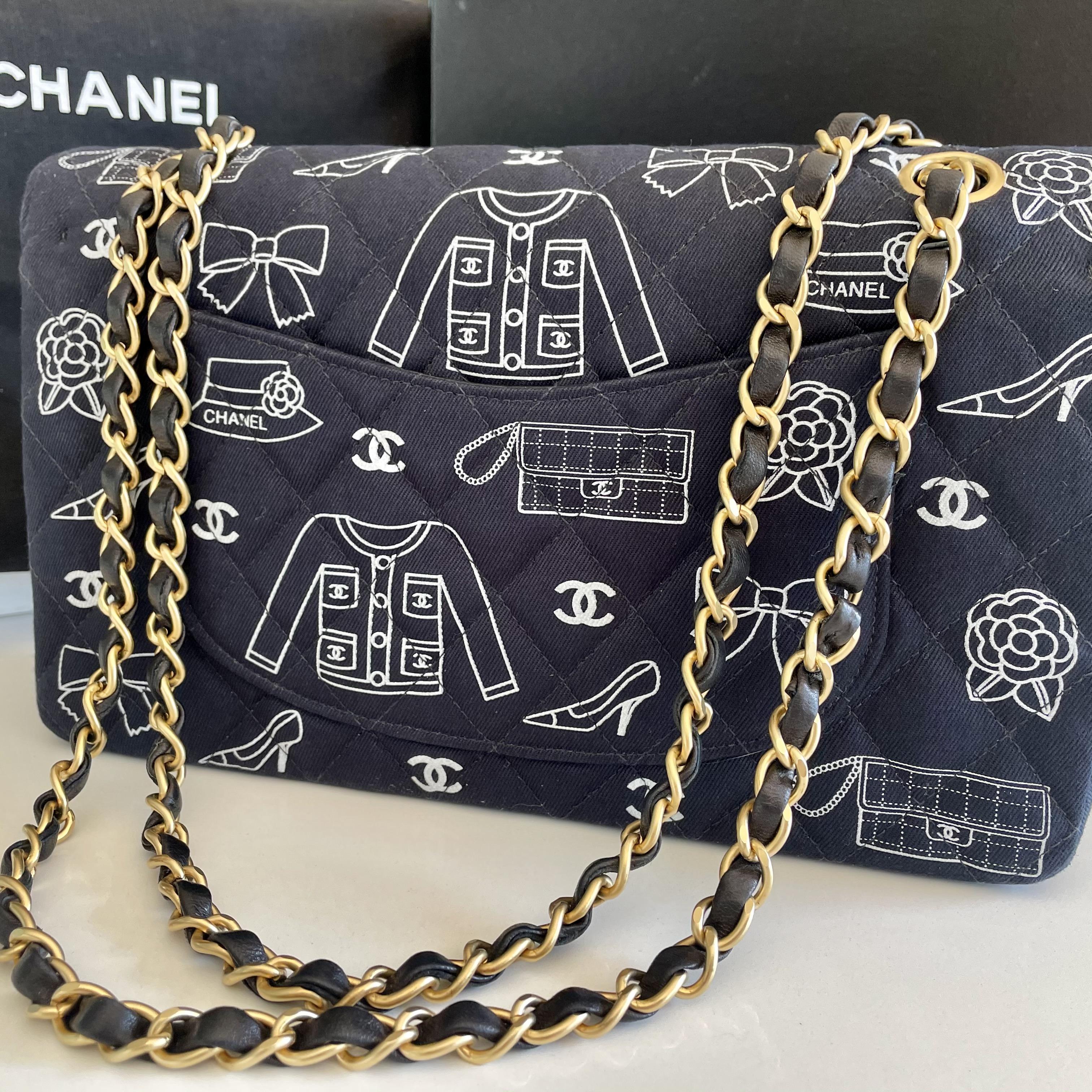 Genuine Chanel Icon Quilted Double Flap Bag Rare