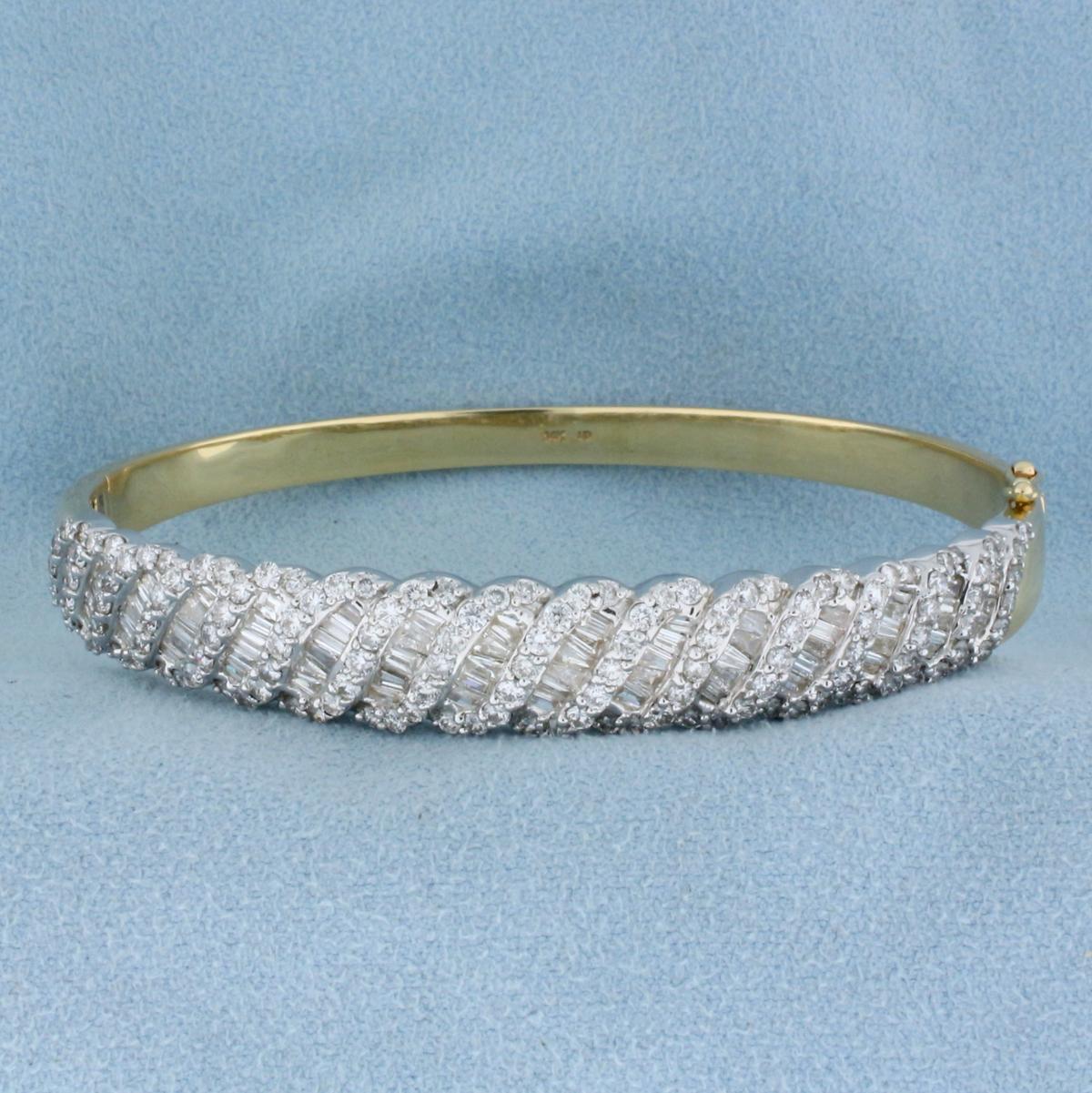 5 Carat Diamond Bangle Bracelet In 14k Gold